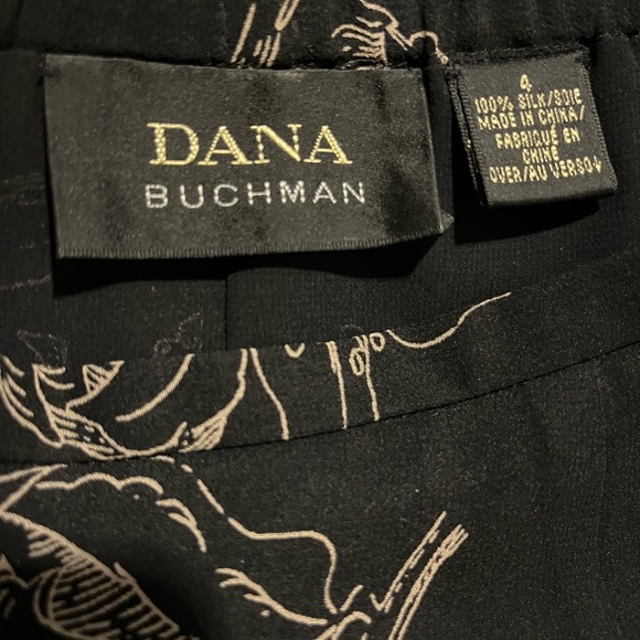 Dana Buchman 100% silk skirt- black floral - Picture 2 of 3